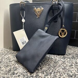 Valentino Orlandi Blue Tote Bag with Sleek Design